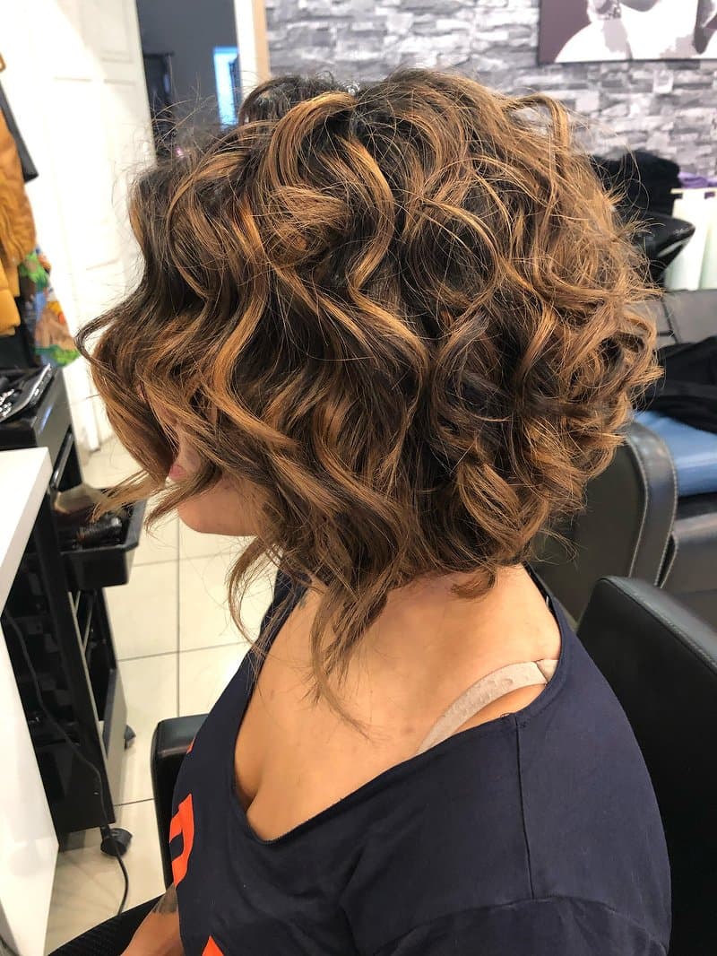 Caramel curly bob